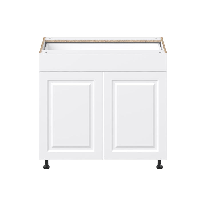 Project Source Cheyenne White 36-in W x 34.5-in H x 24.56-in D White 1-Drawer Base Ready To Assemble Cabinet (Raised Panel Square Style)