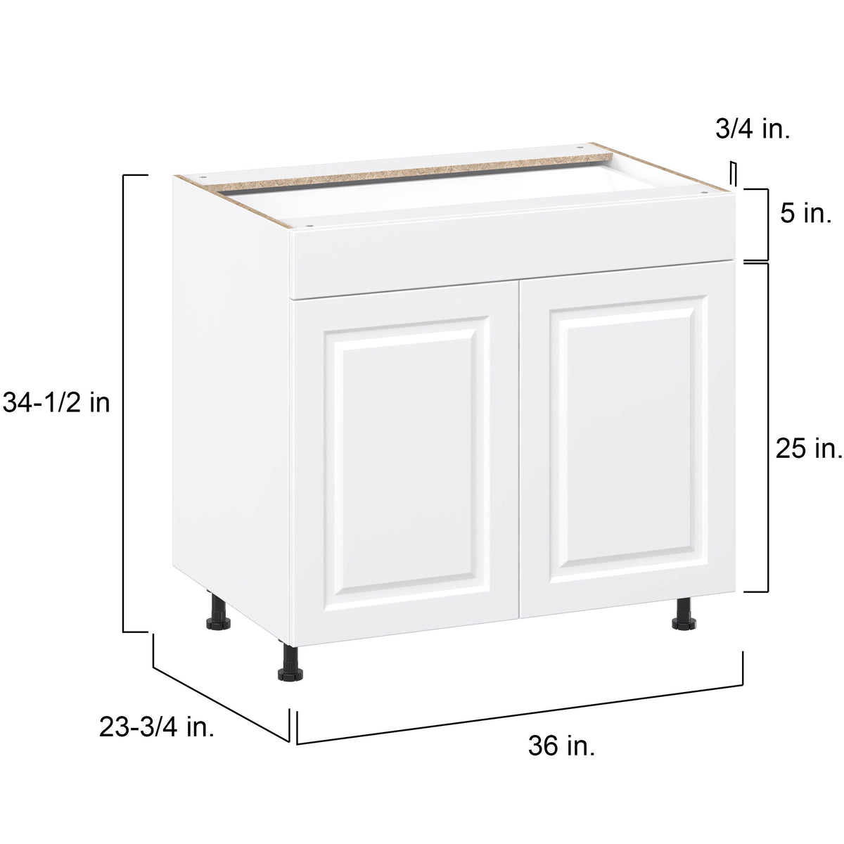 Project Source Cheyenne White 36-in W x 34.5-in H x 24.56-in D White 1-Drawer Base Ready To Assemble Cabinet (Raised Panel Square Style)