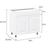 Project Source Cheyenne White 36-in W x 34.5-in H x 24.56-in D White 1-Drawer Base Ready To Assemble Cabinet (Raised Panel Square Style)