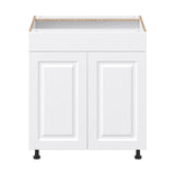 Project Source Cheyenne White 30-in W x 34.5-in H x 24.56-in D White Sink Base Ready To Assemble Cabinet (Raised Panel Square Style)