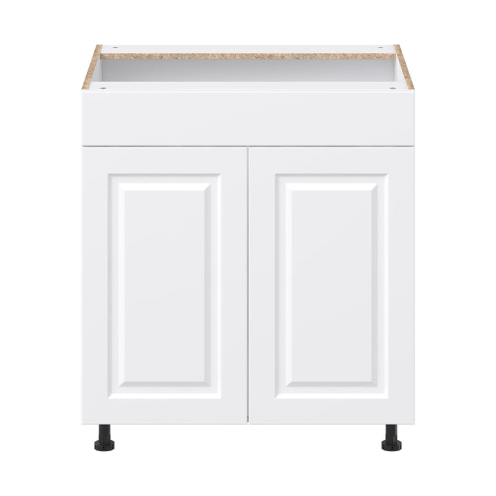 Project Source Cheyenne White 30-in W x 34.5-in H x 24.56-in D White Sink Base Ready To Assemble Cabinet (Raised Panel Square Style)