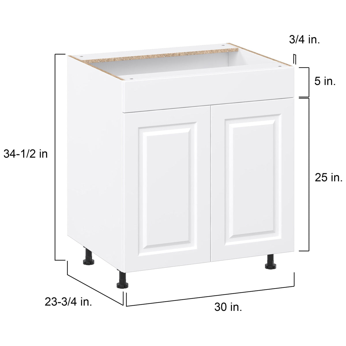 Project Source Cheyenne White 30-in W x 34.5-in H x 24.56-in D White Sink Base Ready To Assemble Cabinet (Raised Panel Square Style)