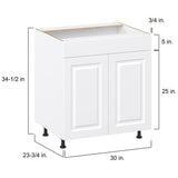 Project Source Cheyenne White 30-in W x 34.5-in H x 24.56-in D White Sink Base Ready To Assemble Cabinet (Raised Panel Square Style)