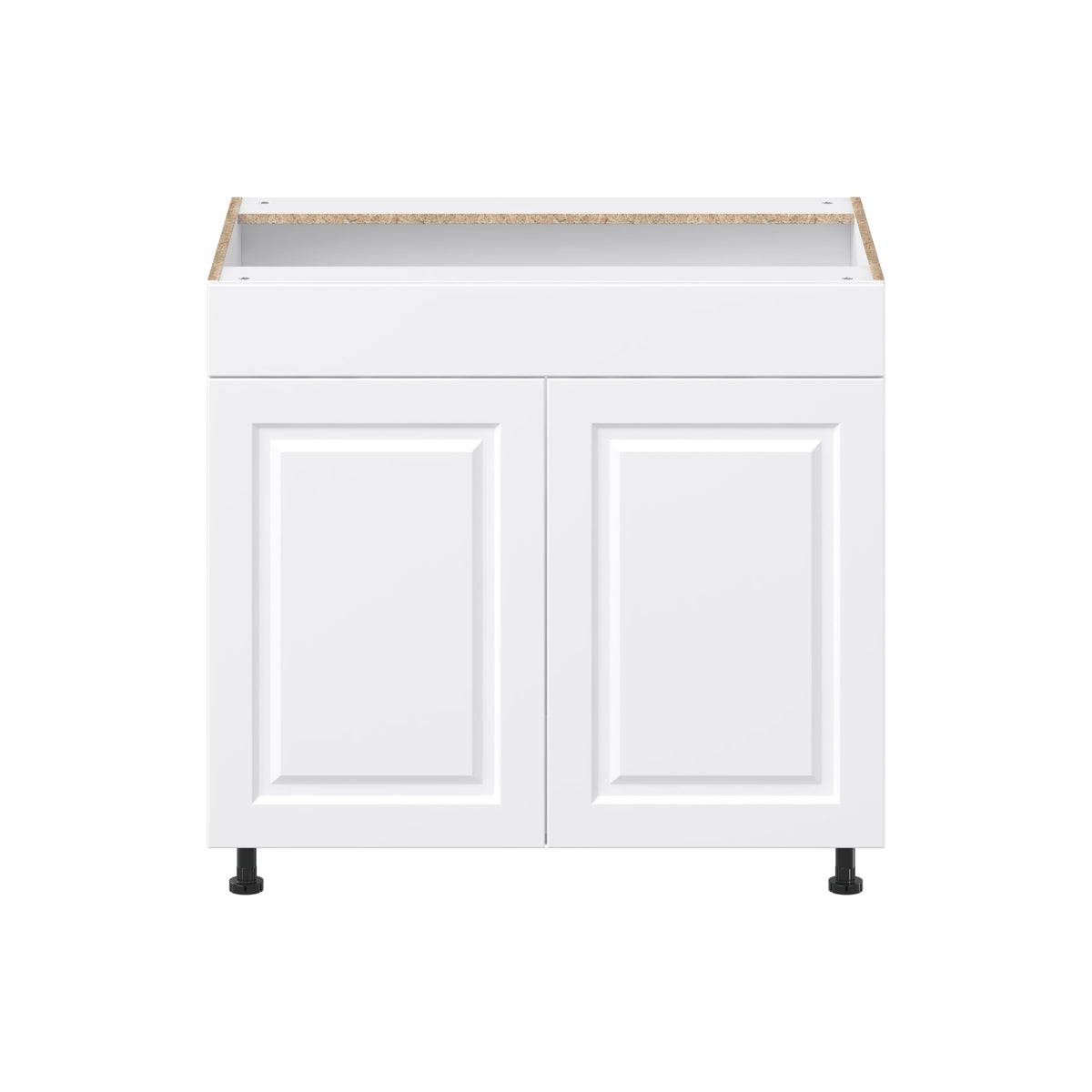 Project Source Cheyenne White 36-in W x 34.5-in H x 24.56-in D White Sink Base Ready To Assemble Cabinet (Raised Panel Square Style)