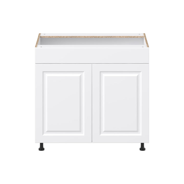 Project Source Cheyenne White 36-in W x 34.5-in H x 24.56-in D White Sink Base Ready To Assemble Cabinet (Raised Panel Square Style)