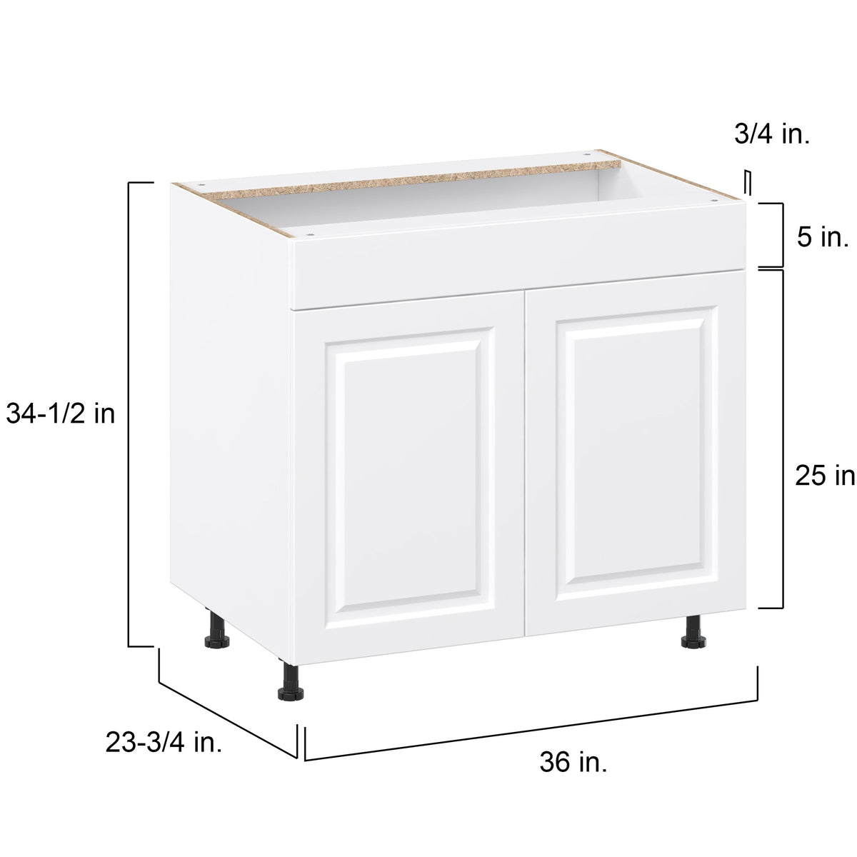 Project Source Cheyenne White 36-in W x 34.5-in H x 24.56-in D White Sink Base Ready To Assemble Cabinet (Raised Panel Square Style)
