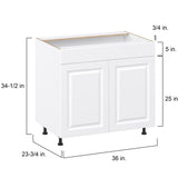 Project Source Cheyenne White 36-in W x 34.5-in H x 24.56-in D White Sink Base Ready To Assemble Cabinet (Raised Panel Square Style)