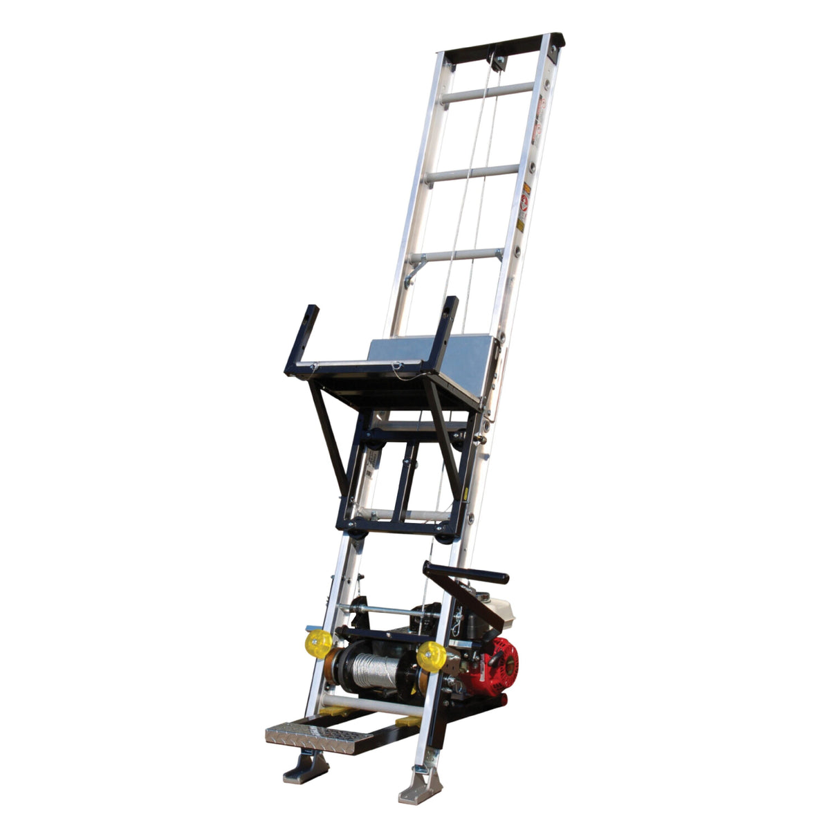 Tie Down TranzPorter TP250 Roofing Platform Ladder Hoist with Honda Engine, 44-ft Reach, 250-lb Capacity