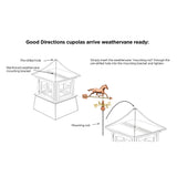 Good Directions Manchester Cupola with Copper Finial, 30-in W x 67-in H, White PVC-Vinyl with 24-Ga Copper Roof