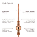Good Directions Manchester Cupola with Copper Finial, 30-in W x 67-in H, White PVC-Vinyl with 24-Ga Copper Roof