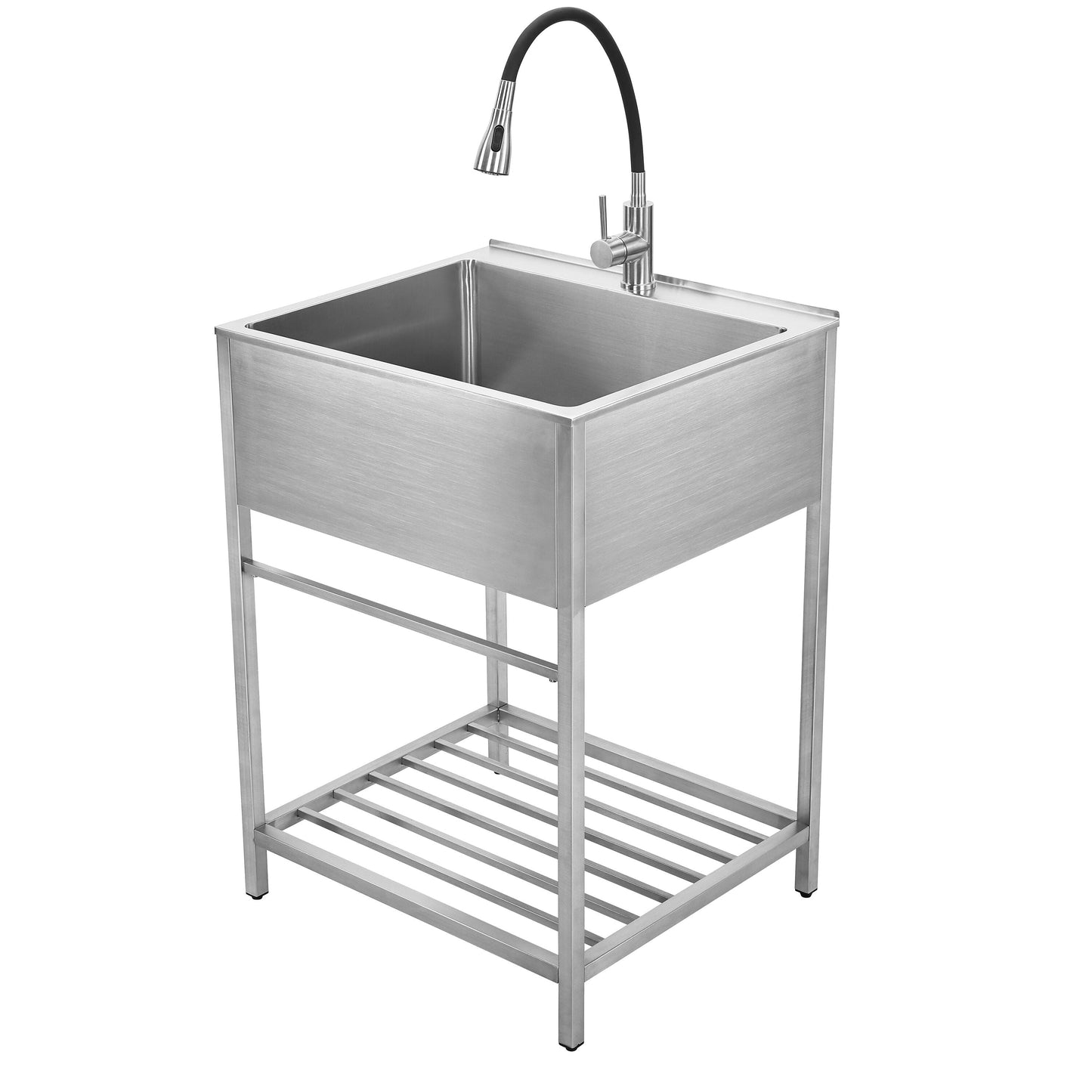 Style Selections Stainless Steel Freestanding Laundry Sink with Faucet - 22x25 Inch