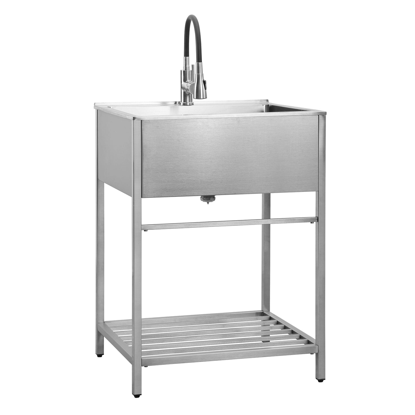Style Selections Stainless Steel Freestanding Laundry Sink with Faucet - 22x25 Inch