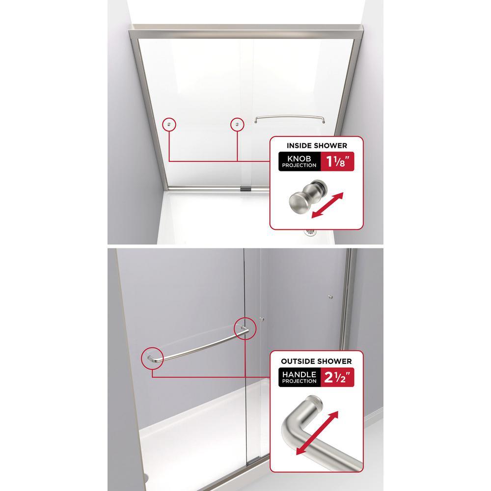 Simplicity 60 x 59-1/4 in. Frameless Mod Soft-Close Sliding Bathtub Door in Nickel with 1/4 in. (6mm) Clear Glass - Super Arbor
