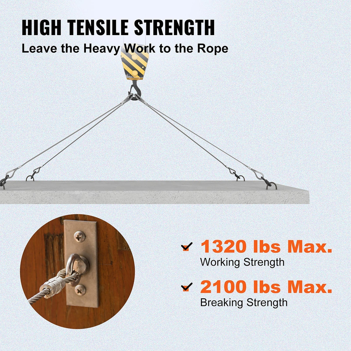 VEVOR 1000-ft Silver Stainless Steel Cable
