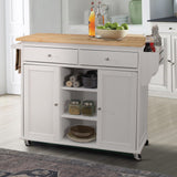Benzara White Mdf Base with Mdf Wood Top Kitchen Cart (18-in x 47-in x 34-in)