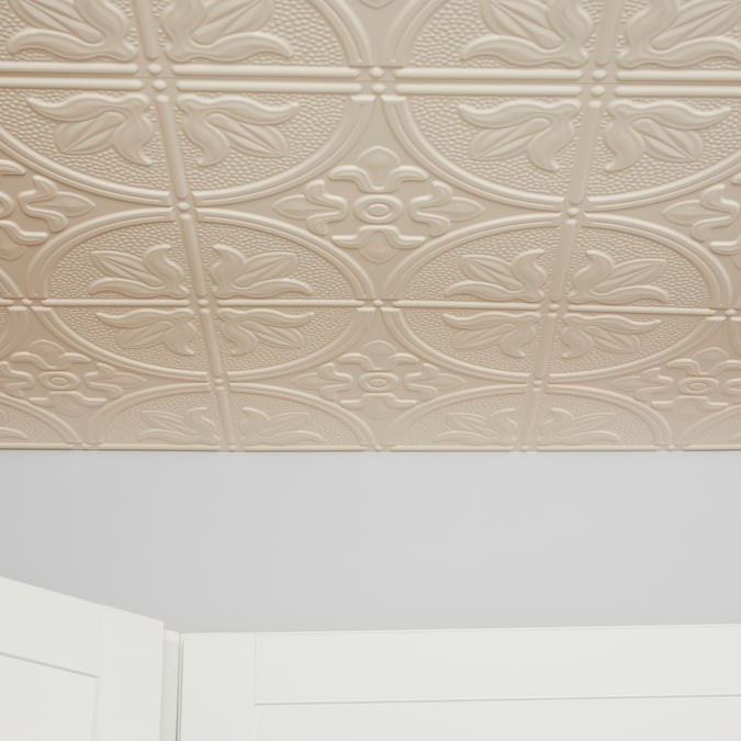 Dimensions 4-ft x 2-ft Creme Polystyrene Surface-mount Ceiling Plank (1-Pack, 8-sq ft / Case)