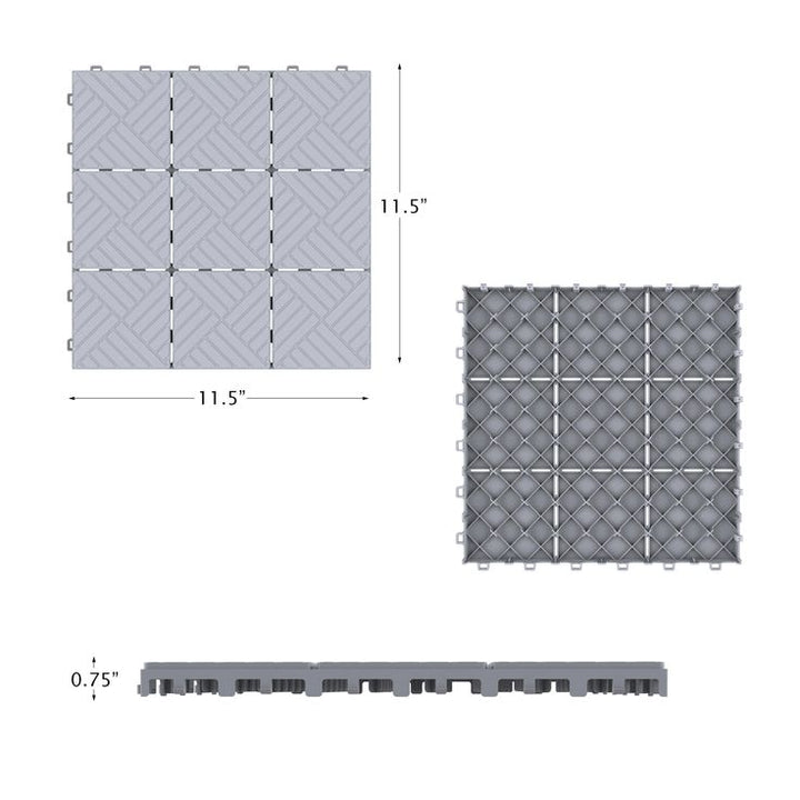 Pure garden Patio and Deck Tiles, Polypropylene, Anti-Slip, Grey Set of 6