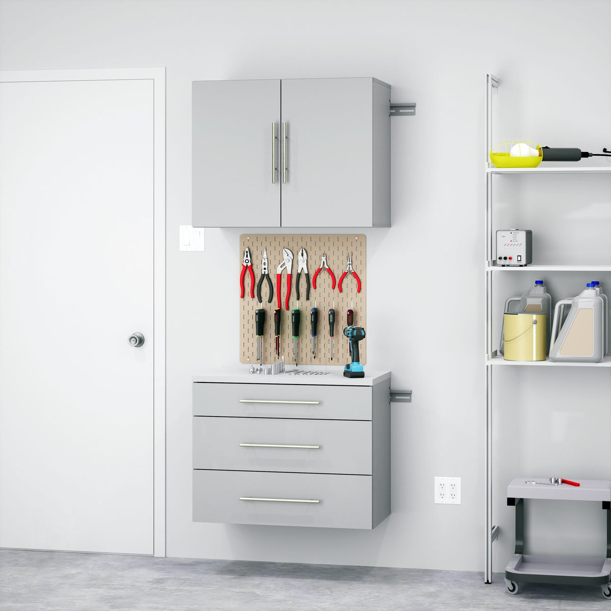 Prepac HangUps 30-in W x 72-in H Wood Composite Light Gray Wall-mount Utility Storage Cabinet
