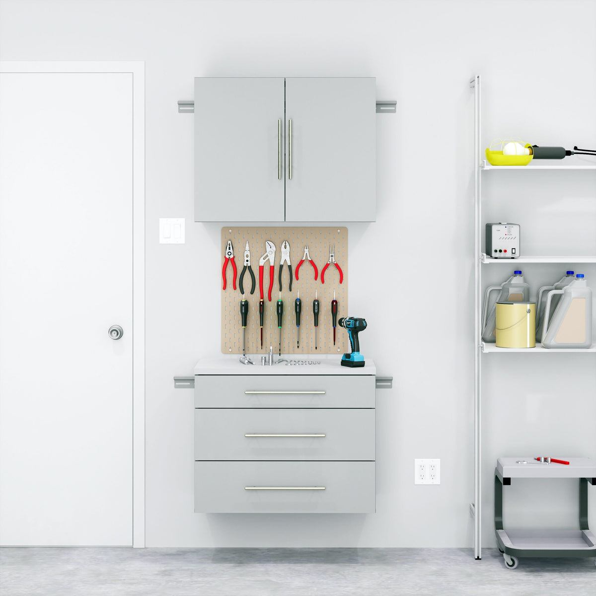 Prepac HangUps 30-in W x 72-in H Wood Composite Light Gray Wall-mount Utility Storage Cabinet