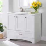 Diamond NOW Cassidy 36.5-in White Single Sink Bathroom Vanity with White Cultured Marble Top