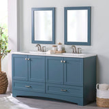 Diamond NOW Cassidy 60.5-in Admiral Blue Double Sink Bathroom Vanity with White Cultured Marble Top