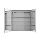 ExBrite 30-in x 32-in Lighted LED Fog Free Surface/Recessed Mount Silver Mirrored Soft Close Medicine Cabinet with Outlet