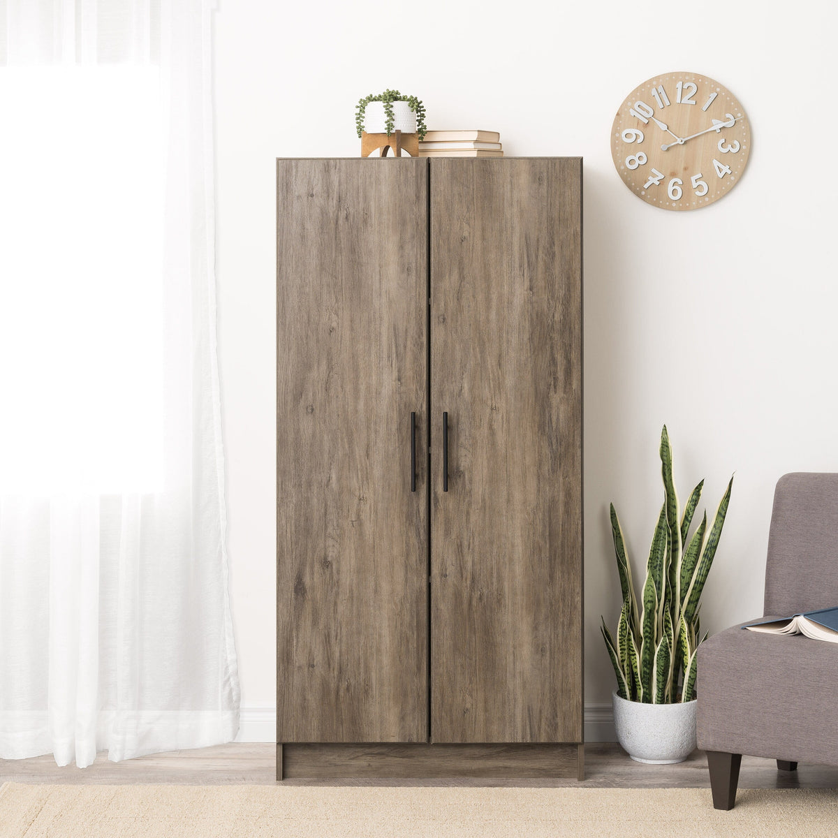 Prepac Elite 32-in W x 65-in H Wood Composite Drifted Gray Freestanding Utility Storage Cabinet