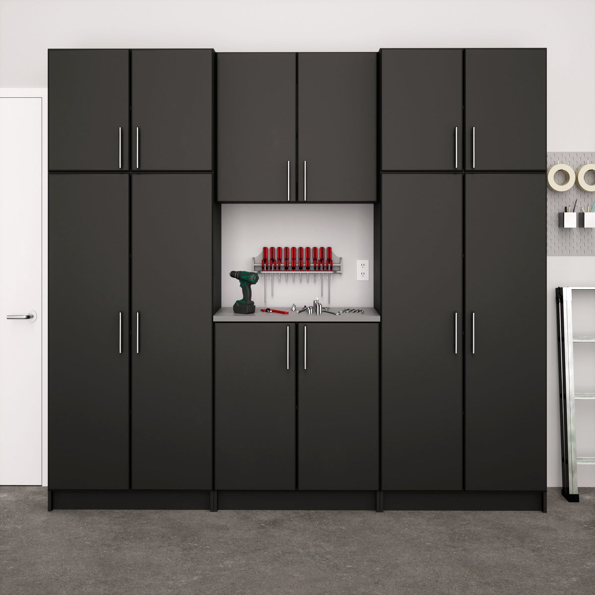 Prepac Elite 96-in W x 89-in H Wood Composite Black Freestanding Utility Storage Cabinet