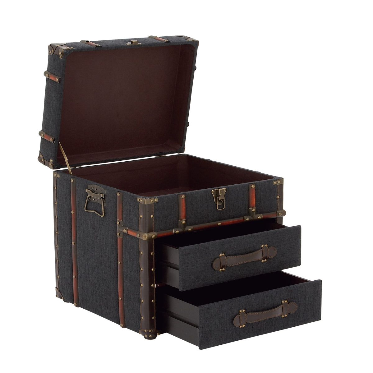 Grayson Lane Blue Upholstered 2 Drawer with Buckle Hinged Top 2-Drawer Accent Chest