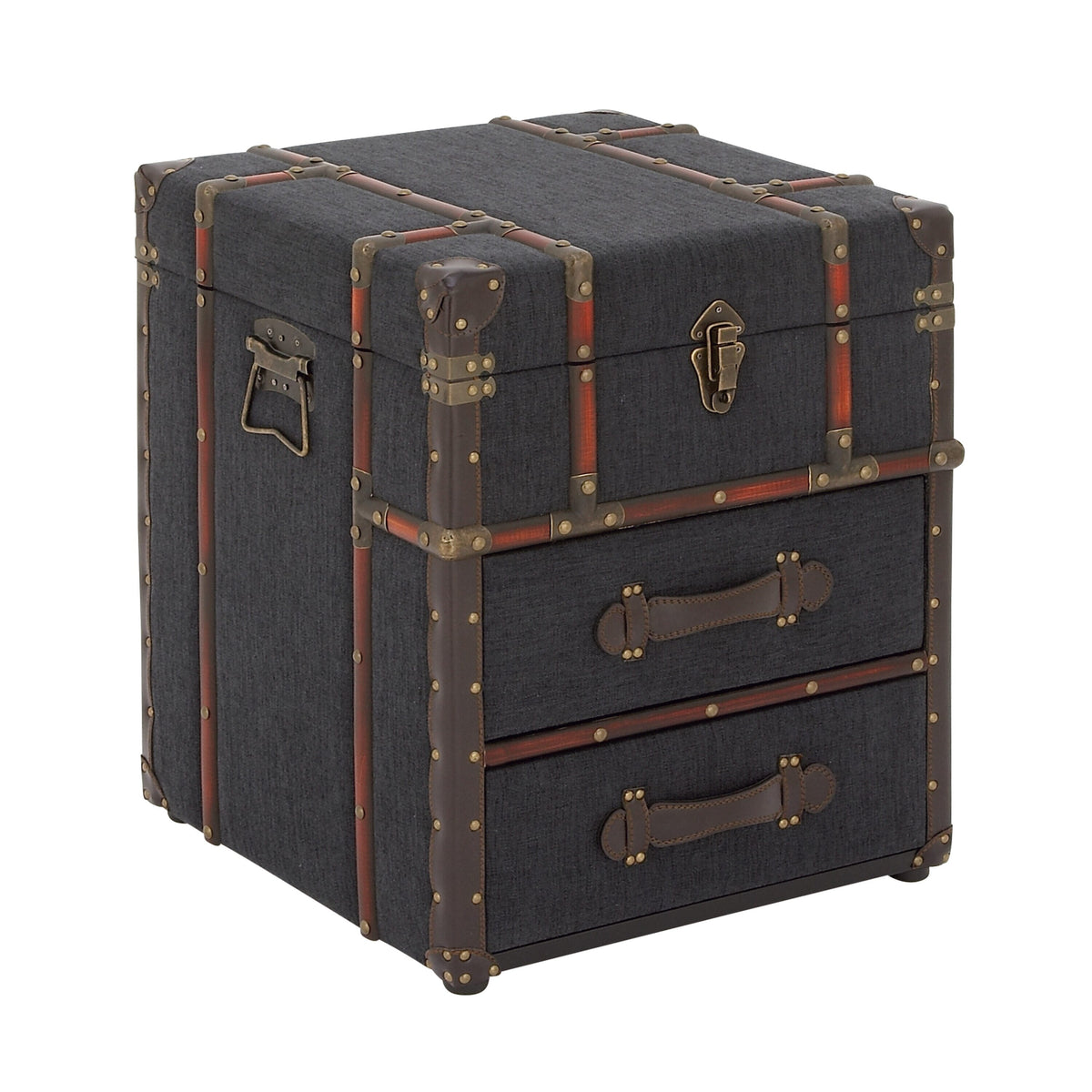 Grayson Lane Blue Upholstered 2 Drawer with Buckle Hinged Top 2-Drawer Accent Chest