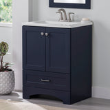 Diamond NOW Cassidy 24.5-in Deep Blue Single-Sink Bathroom Vanity with White Cultured Marble Top