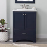 Diamond NOW Cassidy 24.5-in Deep Blue Single-Sink Bathroom Vanity with White Cultured Marble Top