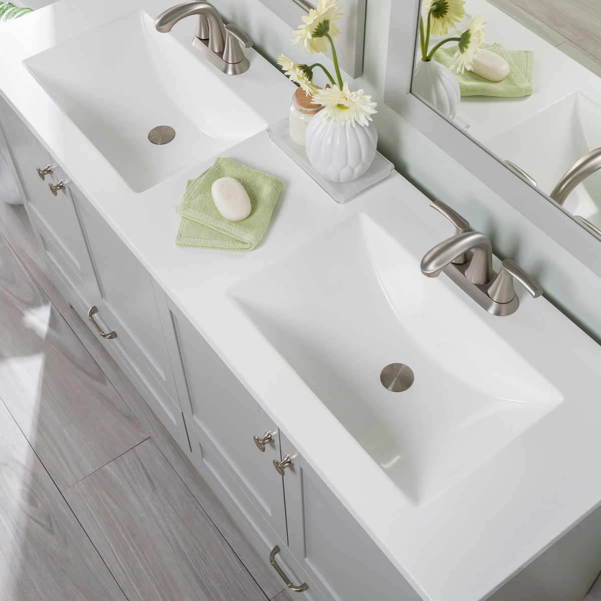 Diamond NOW Cassidy 60.5-in Pearl Gray Double Sink Bathroom Vanity with White Cultured Marble Top