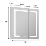 WELLFOR EX4 30-in x 32-in Lighted LED Fog Free Surface/Recessed Mount Silver Mirrored Soft Close Medicine Cabinet with Outlet