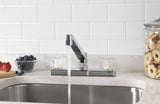 Project Source Chrome 2-Handle Deck-Mount Low-Arc Kitchen Faucet with Deck Plate