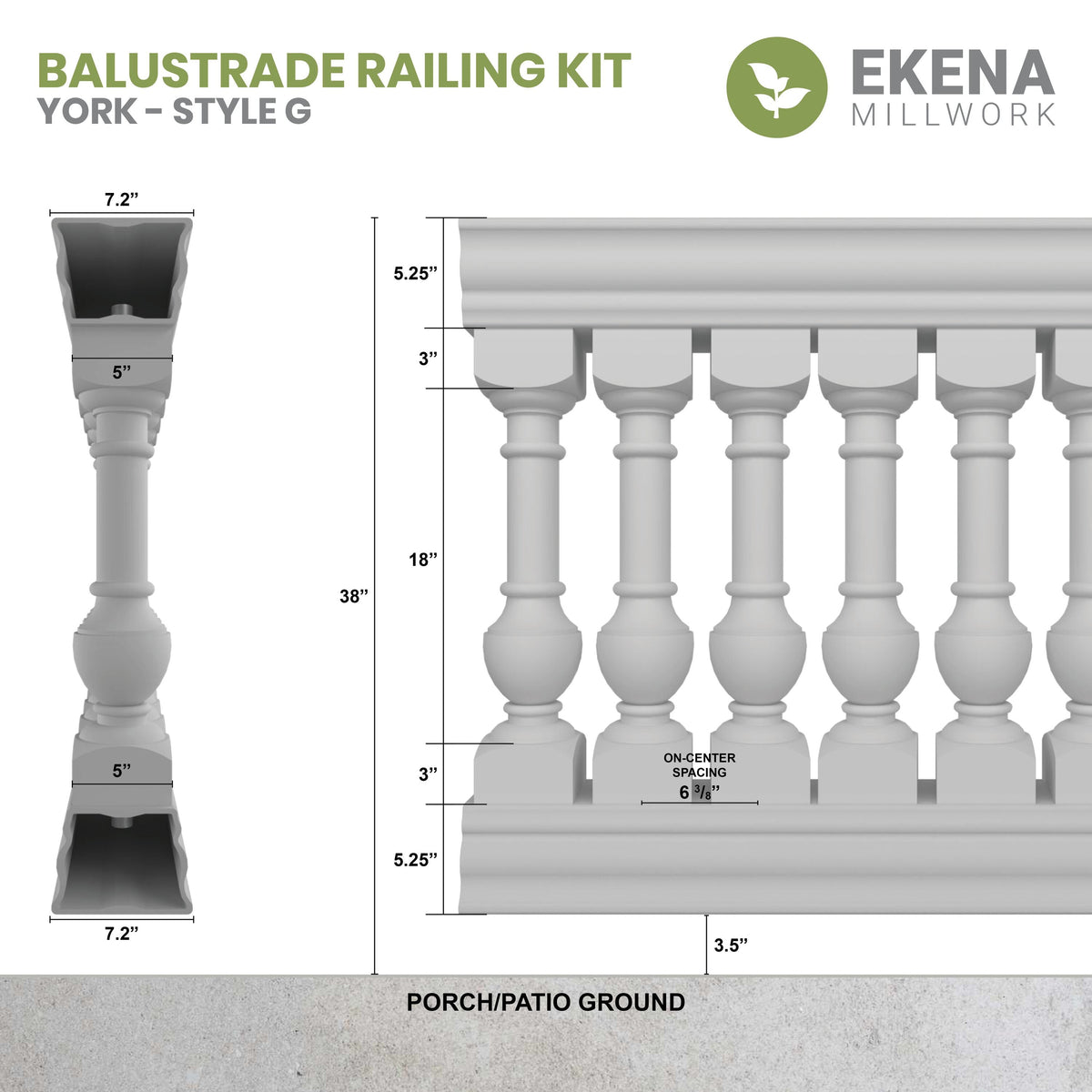 Ekena Millwork FiberThane York Fiberglass Deck Rail Kit