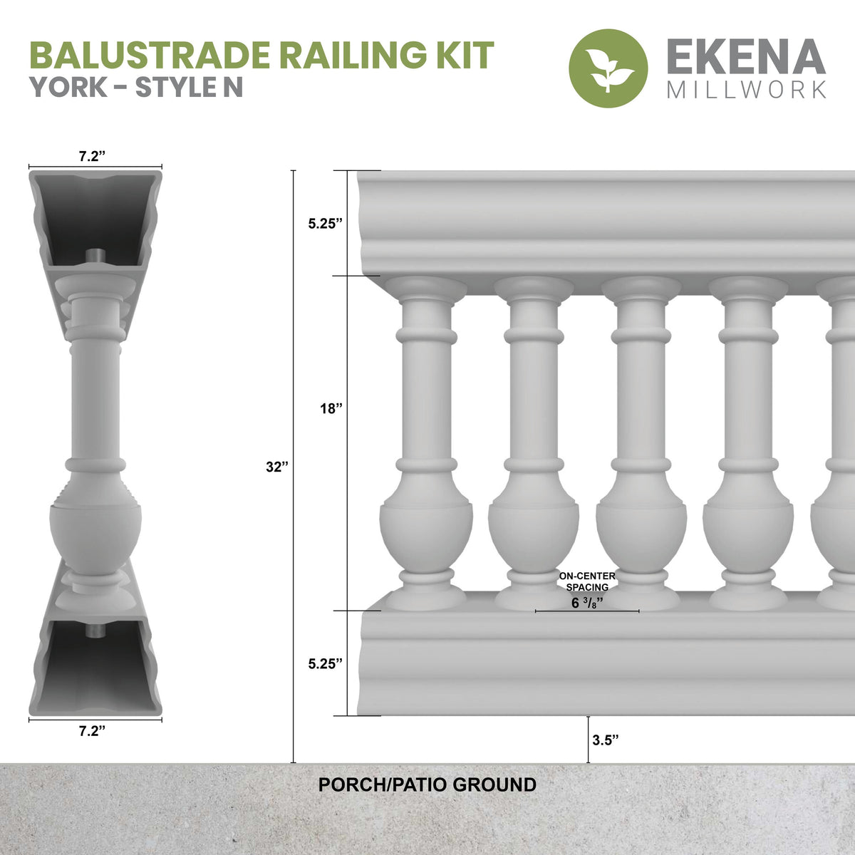 Ekena Millwork FiberThane York Fiberglass Deck Rail Kit