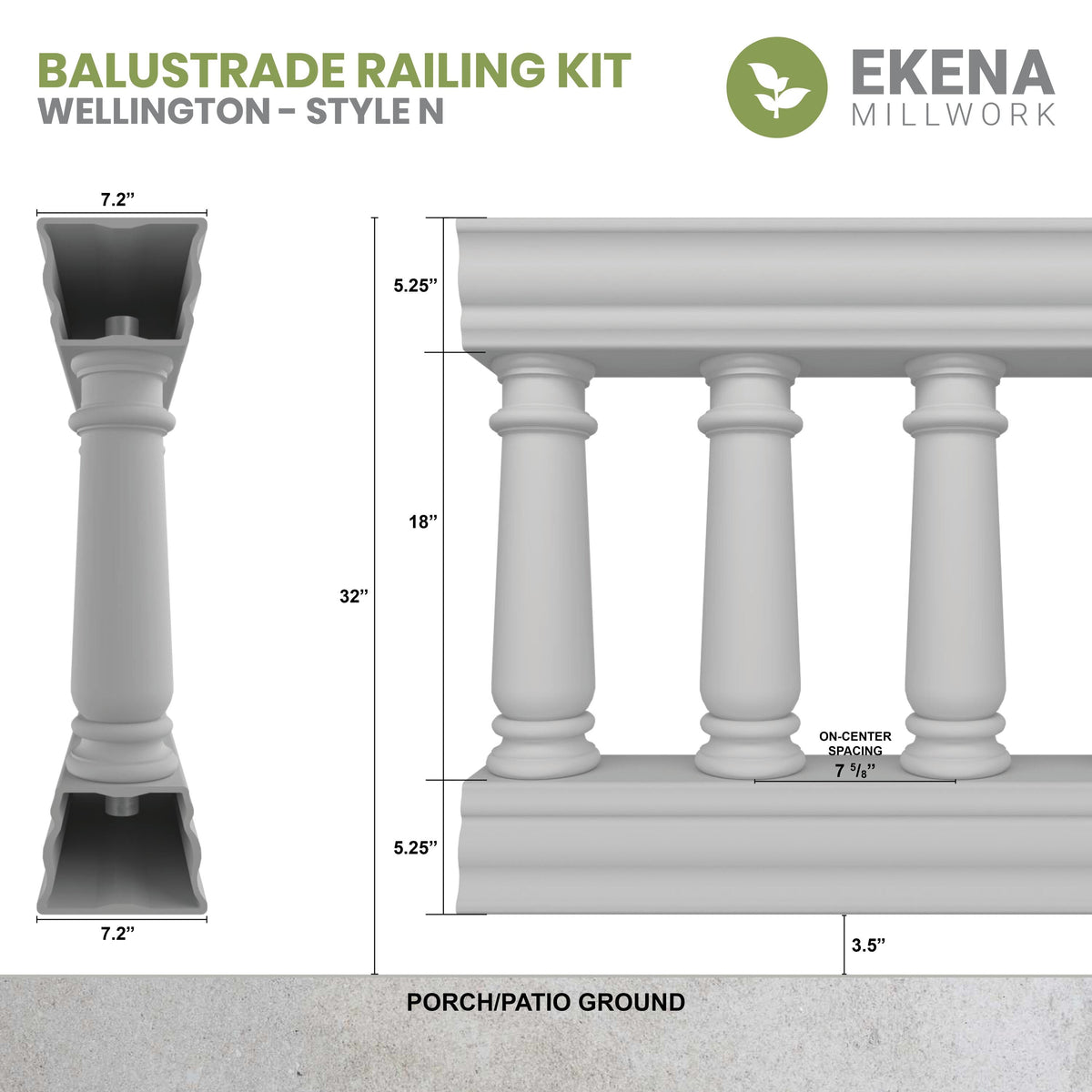 Ekena Millwork FiberThane Wellington Fiberglass Deck Rail Kit