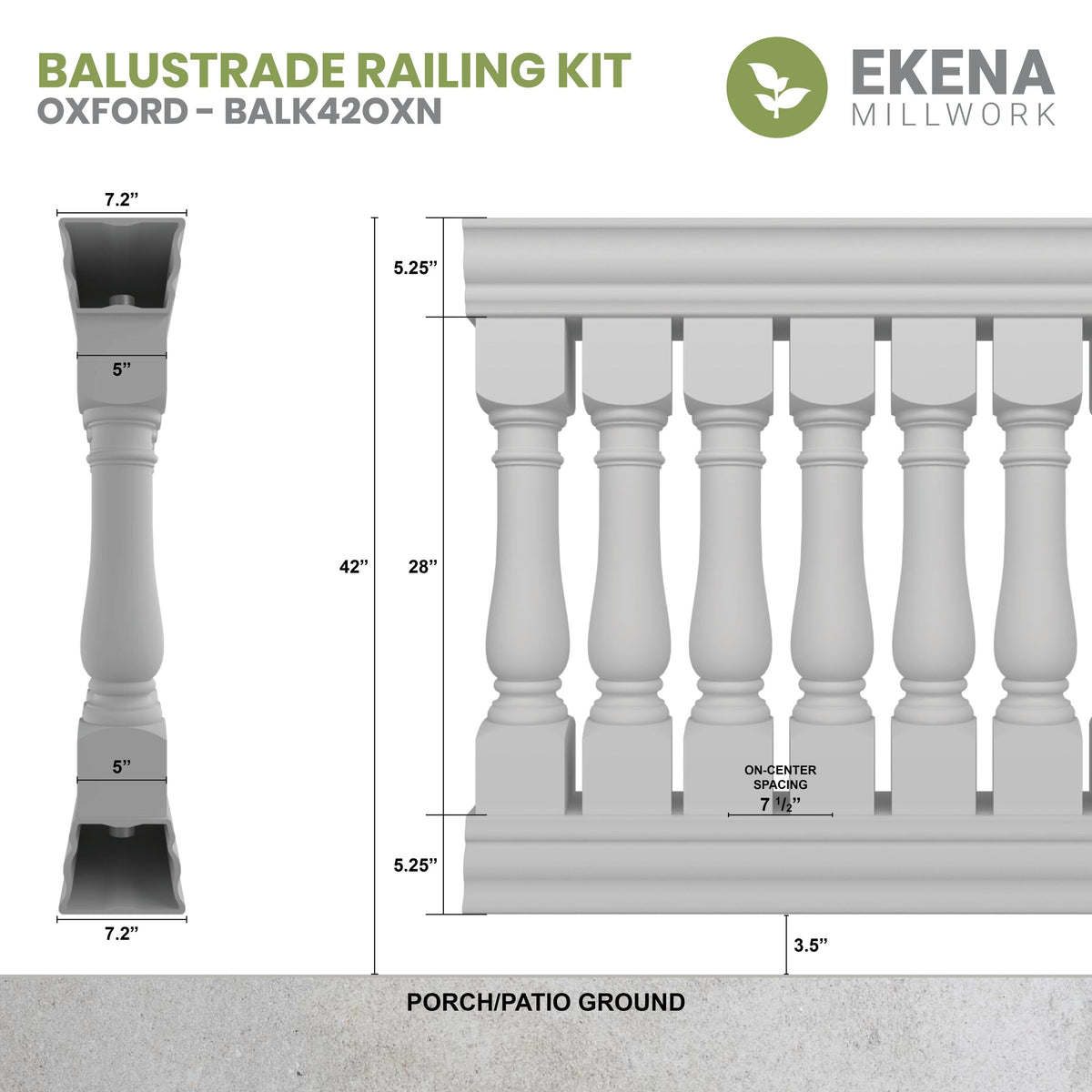 Ekena Millwork FiberThane Oxford Fiberglass Deck Rail Kit