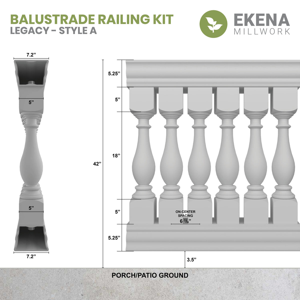 Ekena Millwork FiberThane Legacy Fiberglass Deck Rail Kit
