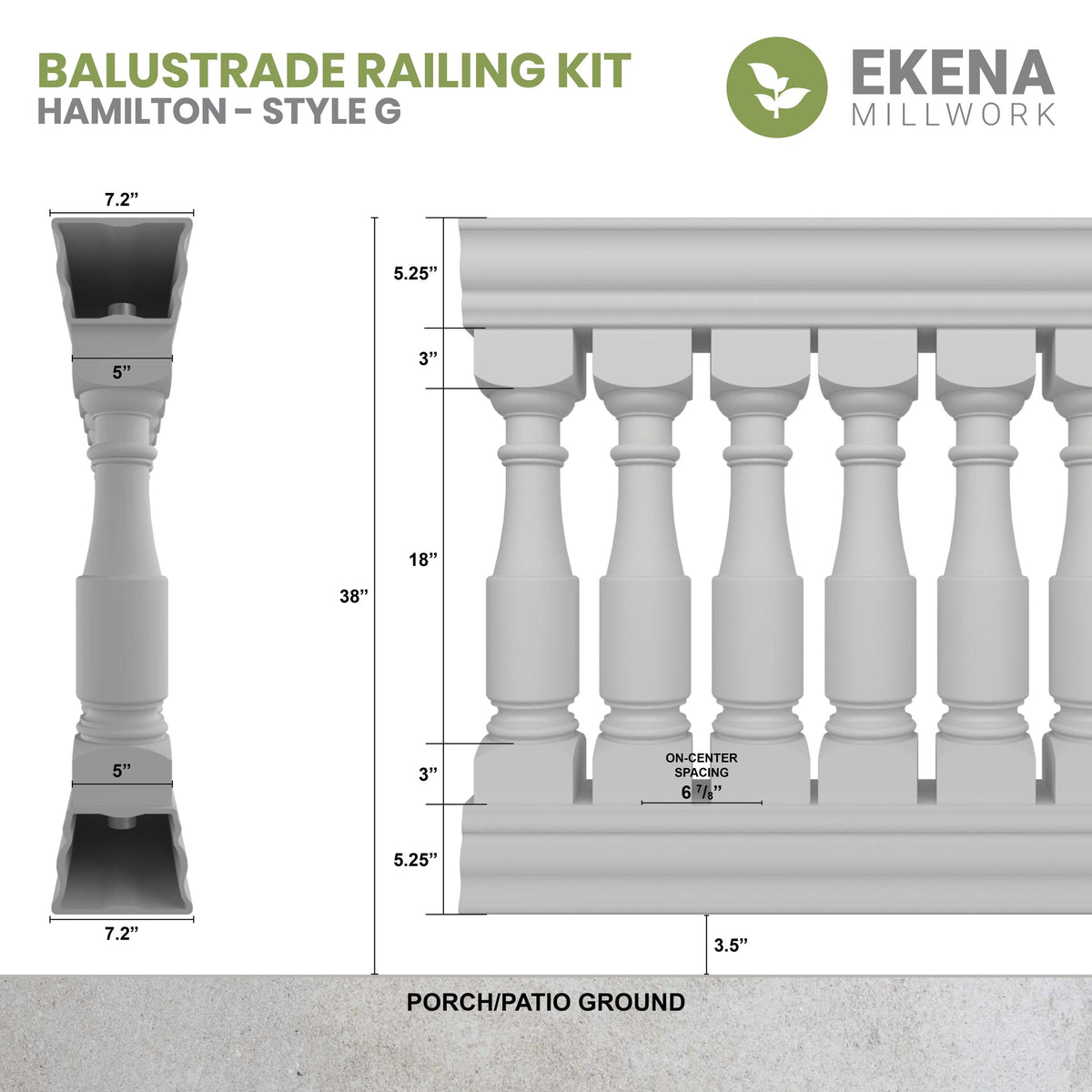 Ekena Millwork FiberThane Hamilton Fiberglass Deck Rail Kit