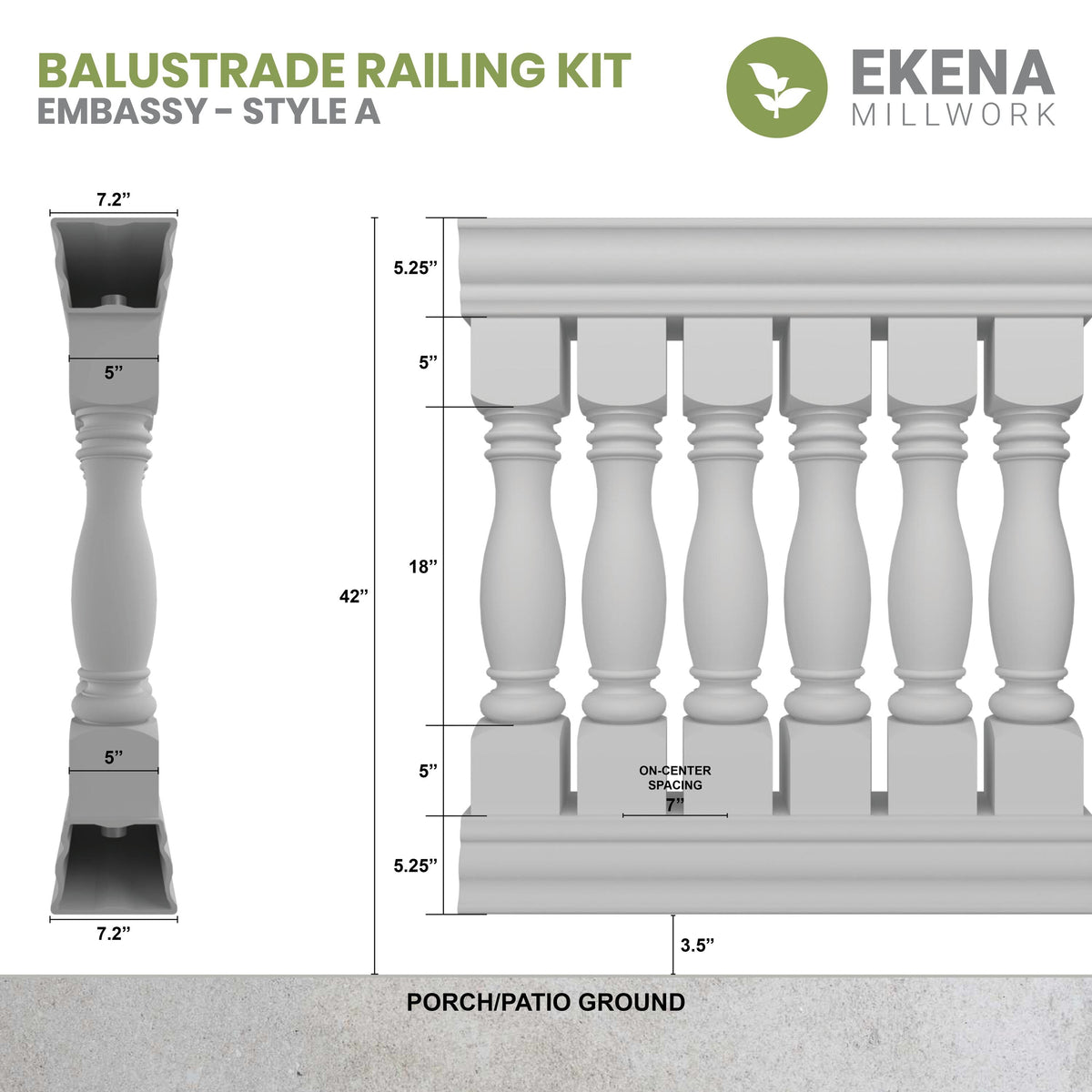 Ekena Millwork FiberThane Embassy Fiberglass Deck Rail Kit