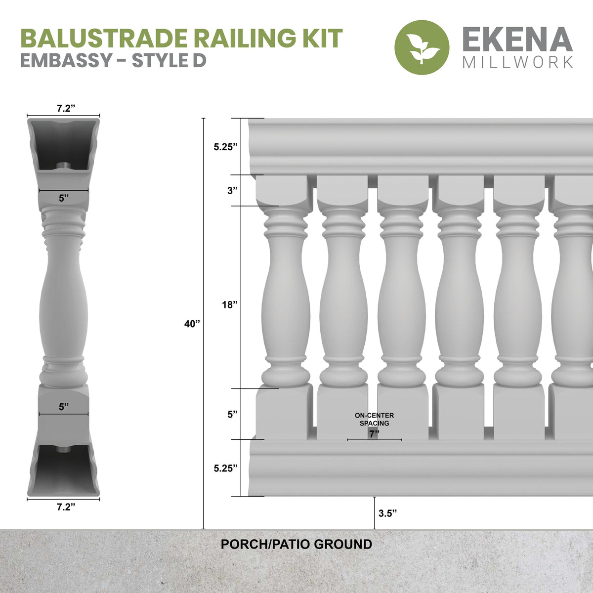 Ekena Millwork FiberThane Embassy Fiberglass Deck Rail Kit