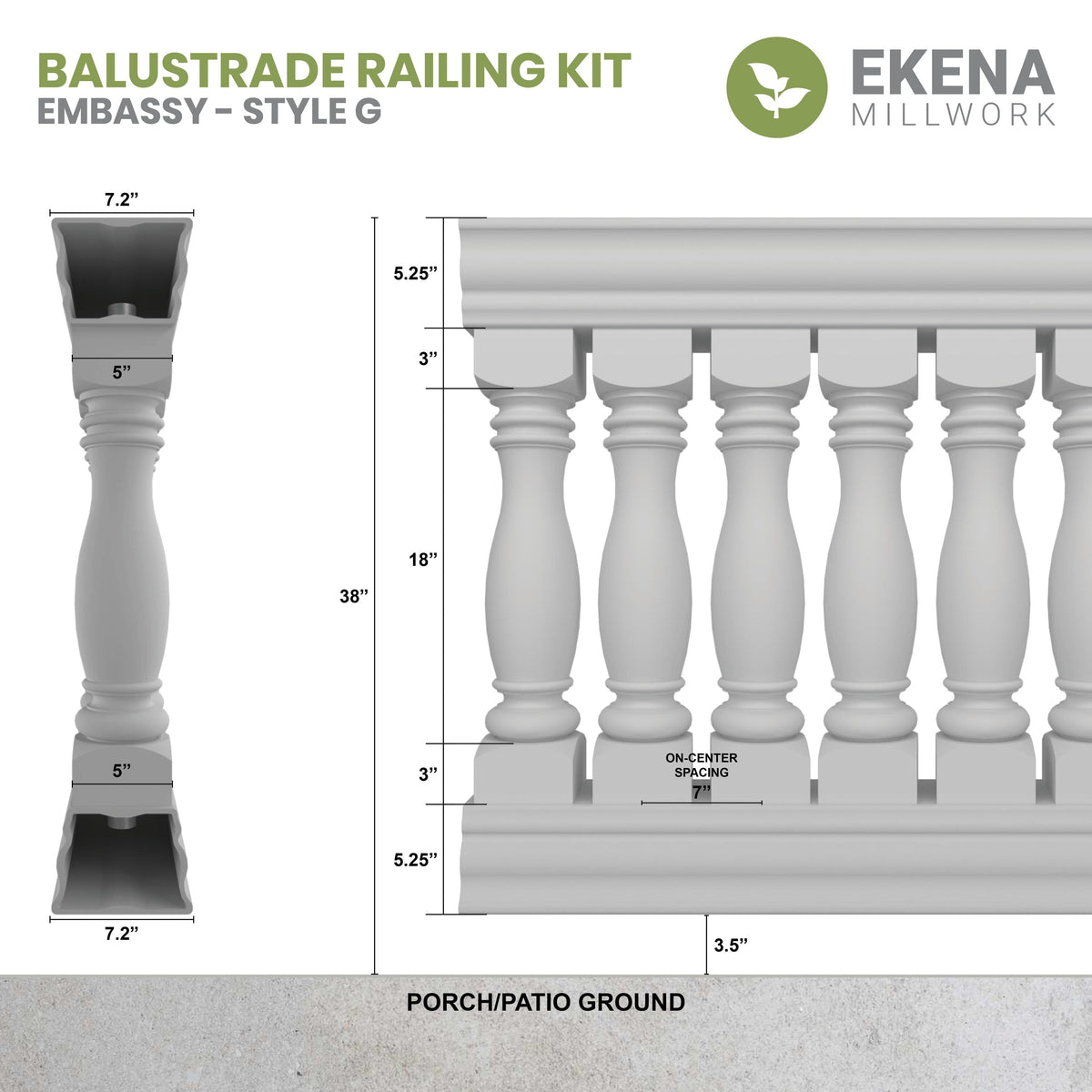 Ekena Millwork FiberThane Embassy Fiberglass Deck Rail Kit