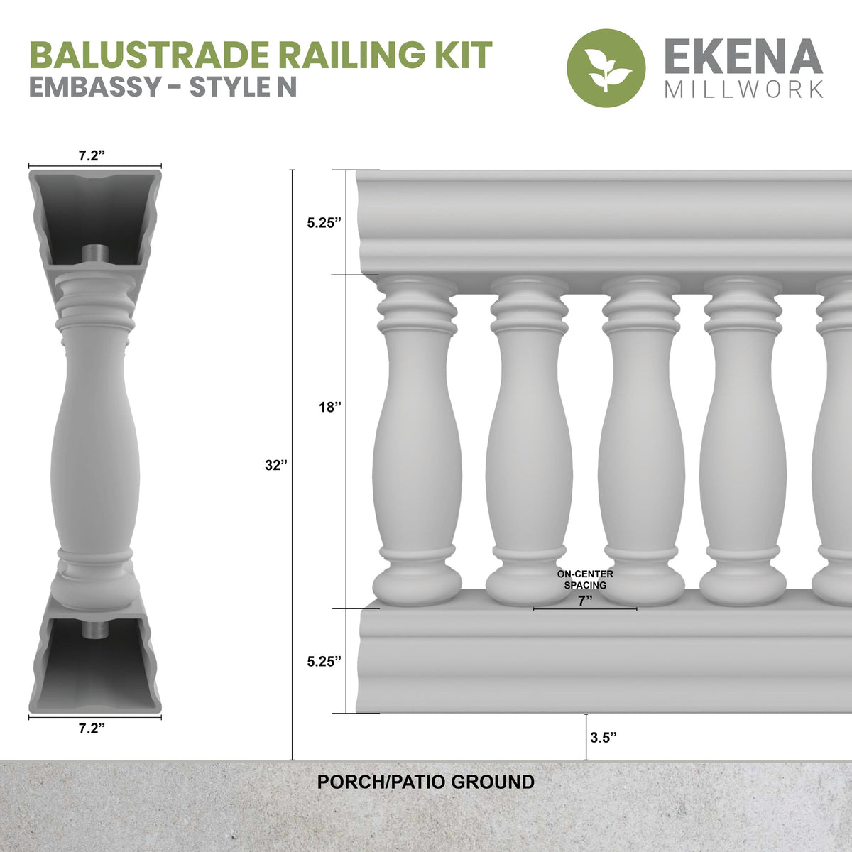 Ekena Millwork FiberThane Embassy Fiberglass Deck Rail Kit