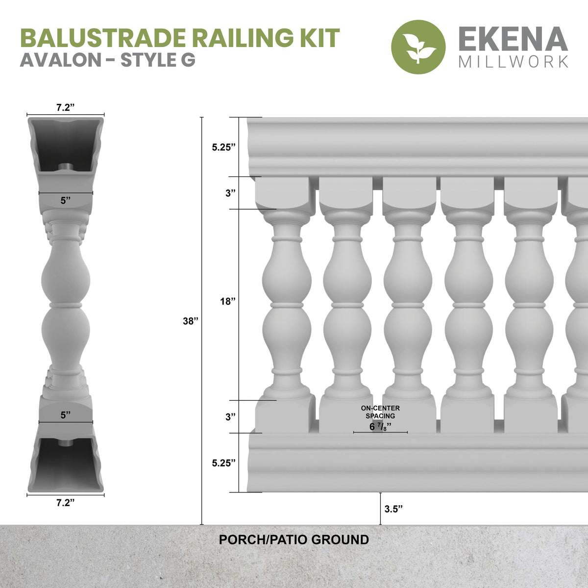 Ekena Millwork FiberThane Avalon Fiberglass Deck Rail Kit