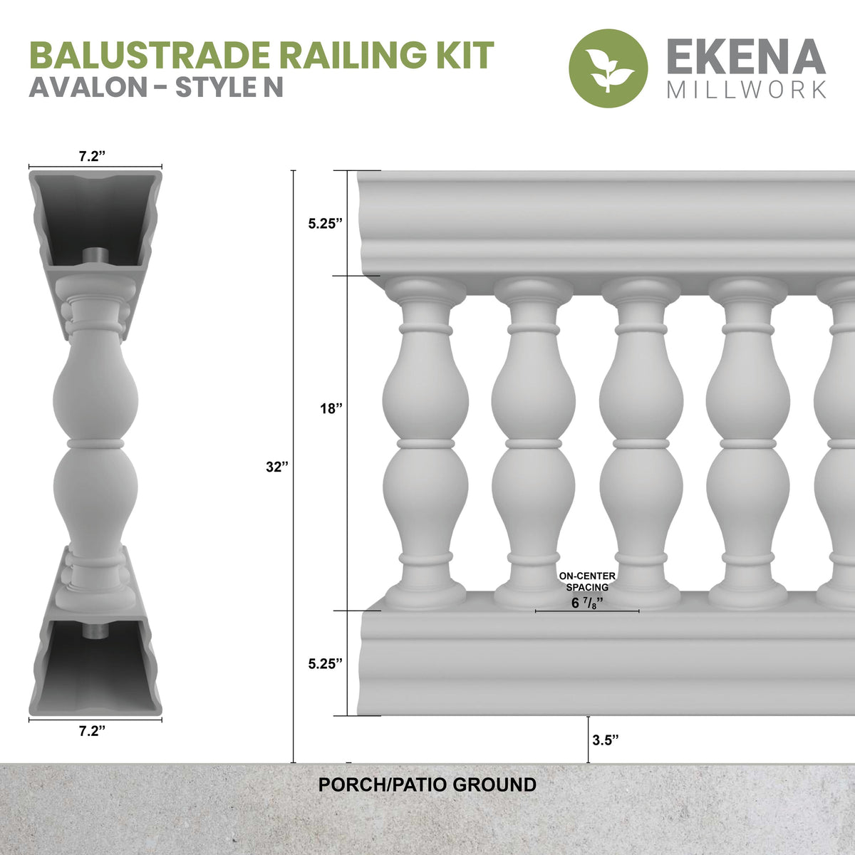 Ekena Millwork FiberThane Avalon Fiberglass Deck Rail Kit