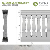 Ekena Millwork FiberThane Arcadian Fiberglass Deck Rail Kit