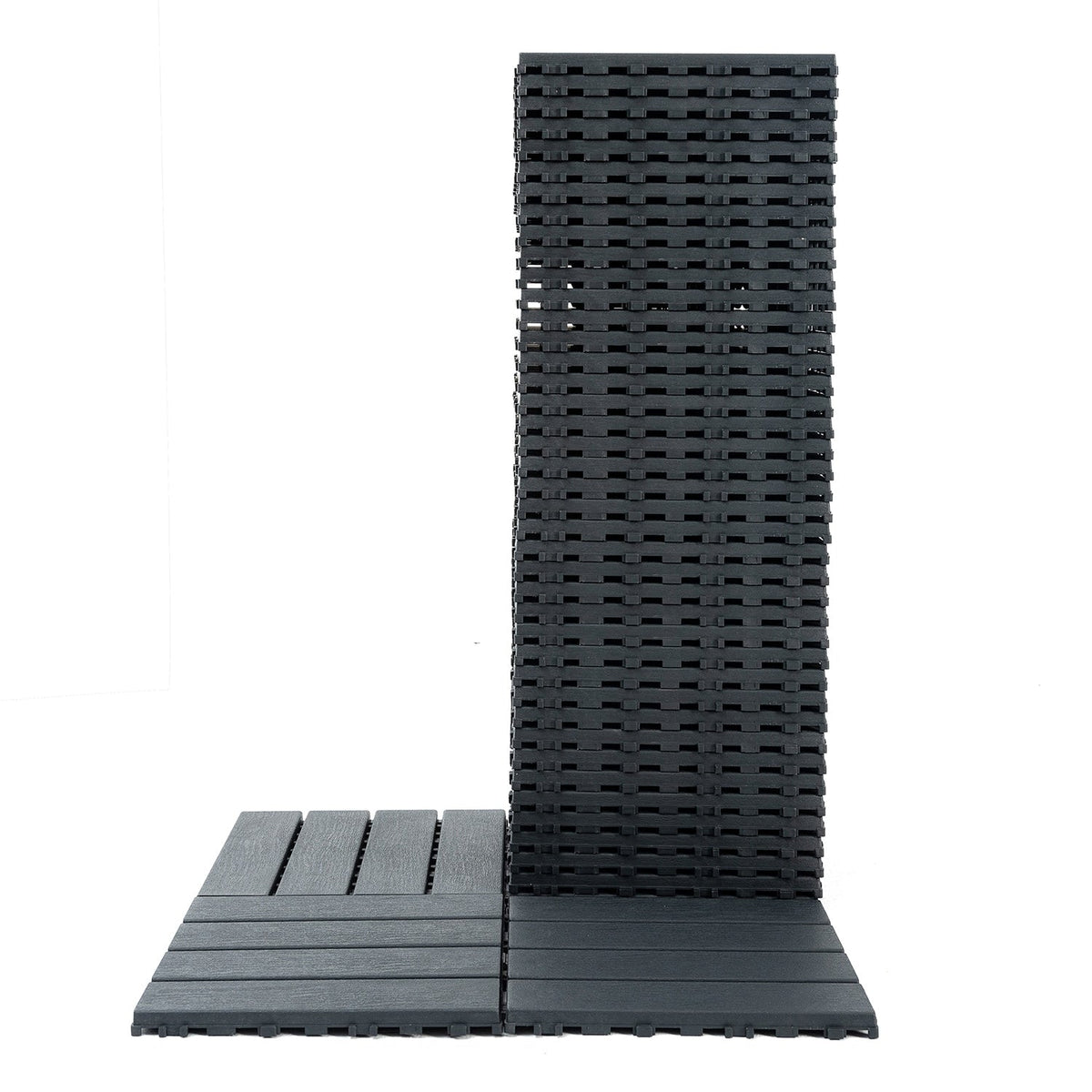 Bybafun 12-in x 12-in 44-Pack Gray A Prefinished Vinyl/Plastic Deck Tile (44-sq ft)