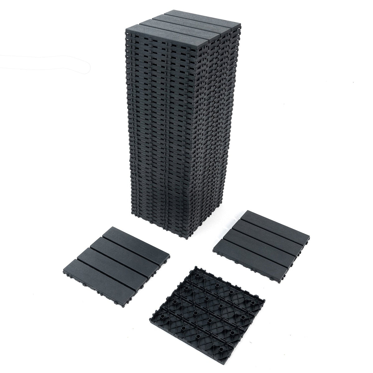 Bybafun 12-in x 12-in 44-Pack Gray A Prefinished Vinyl/Plastic Deck Tile (44-sq ft)